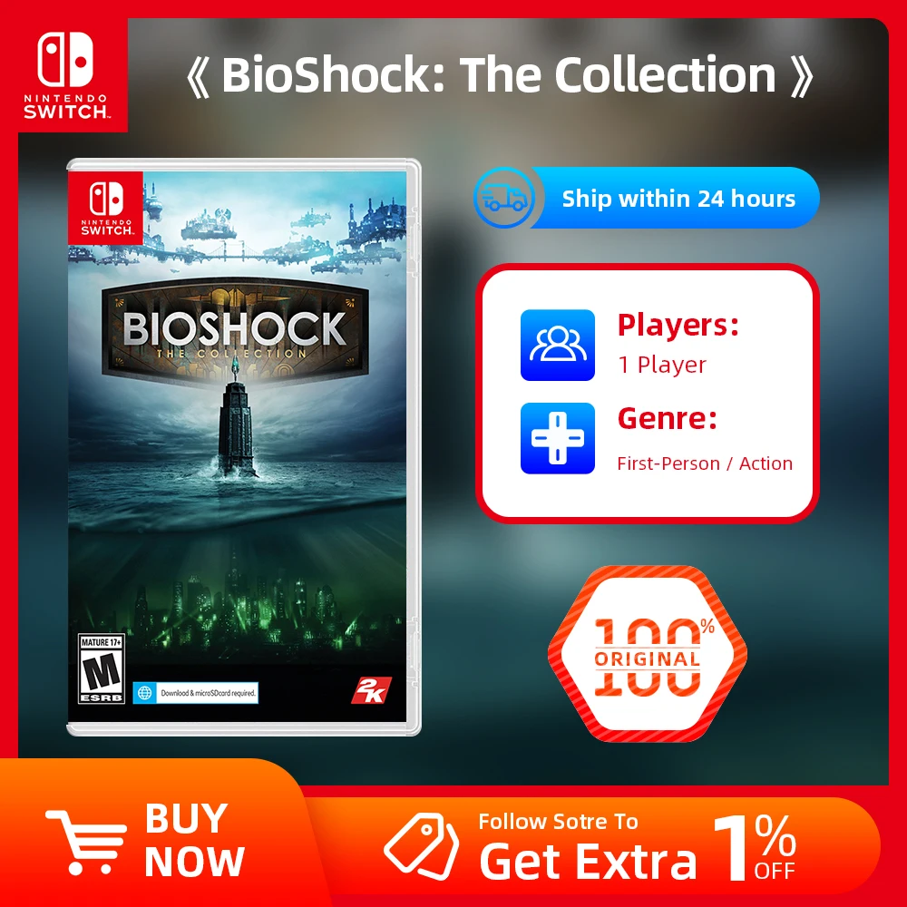 Nintendo Switch Game - BioShock The Collection - Games Cartridge Physical Card