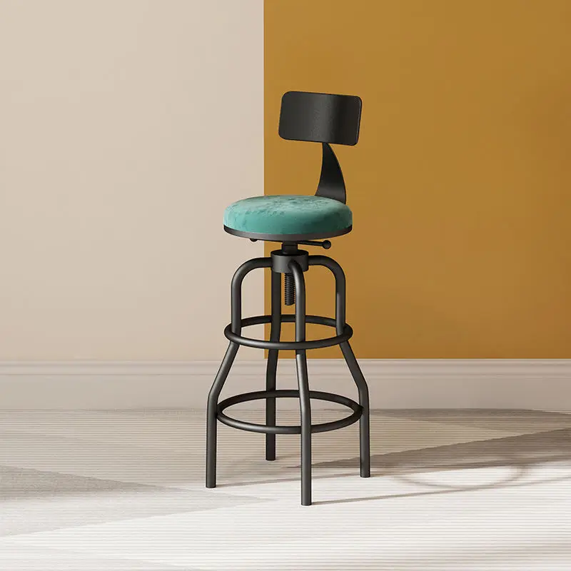 

Wrought Iron Bar Stool - Adjustable Height Bar Chair with Backrest, Simple High Legs Home Vintage Suitable for Bistro/Terrace