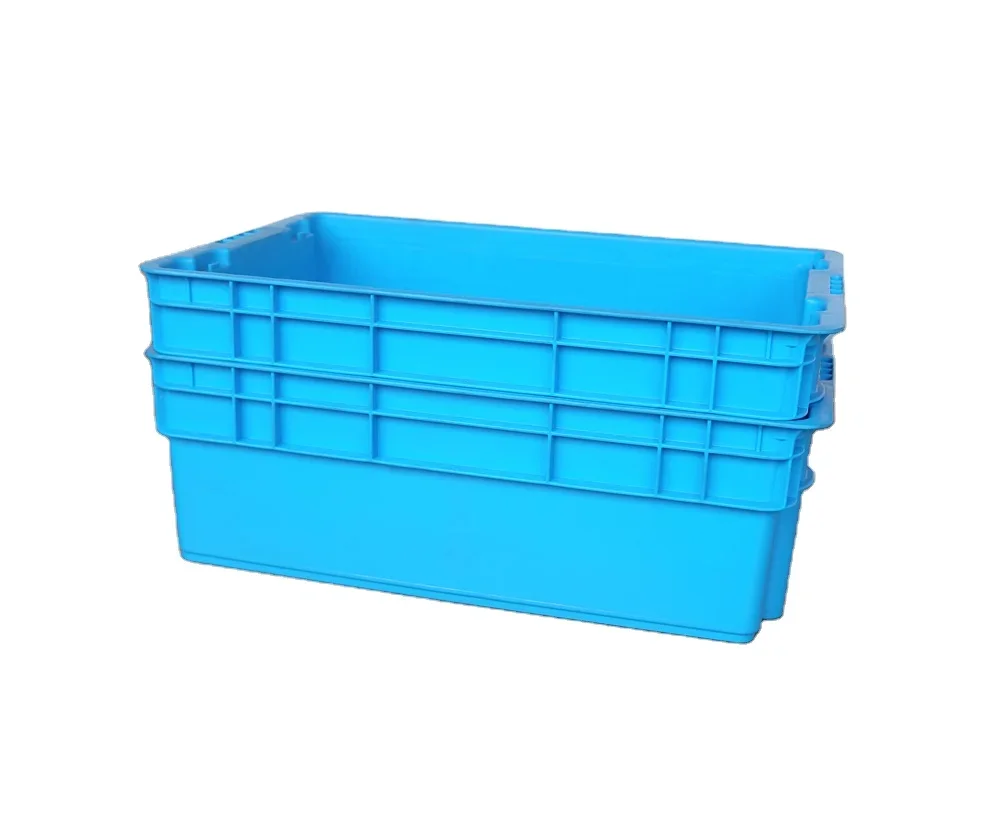 high quality durable 600x400x200 mm solid closed fish crate stacking and nesting plastic transport fish box totes