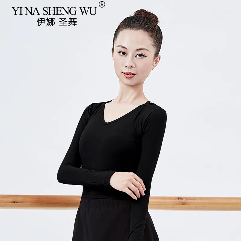 New Dance Practice Clothes V-Neck Blouse Girls Ladies Long-Sleeve Dance Tops Women Adult Ballet Classical Dance Wrap Sweater