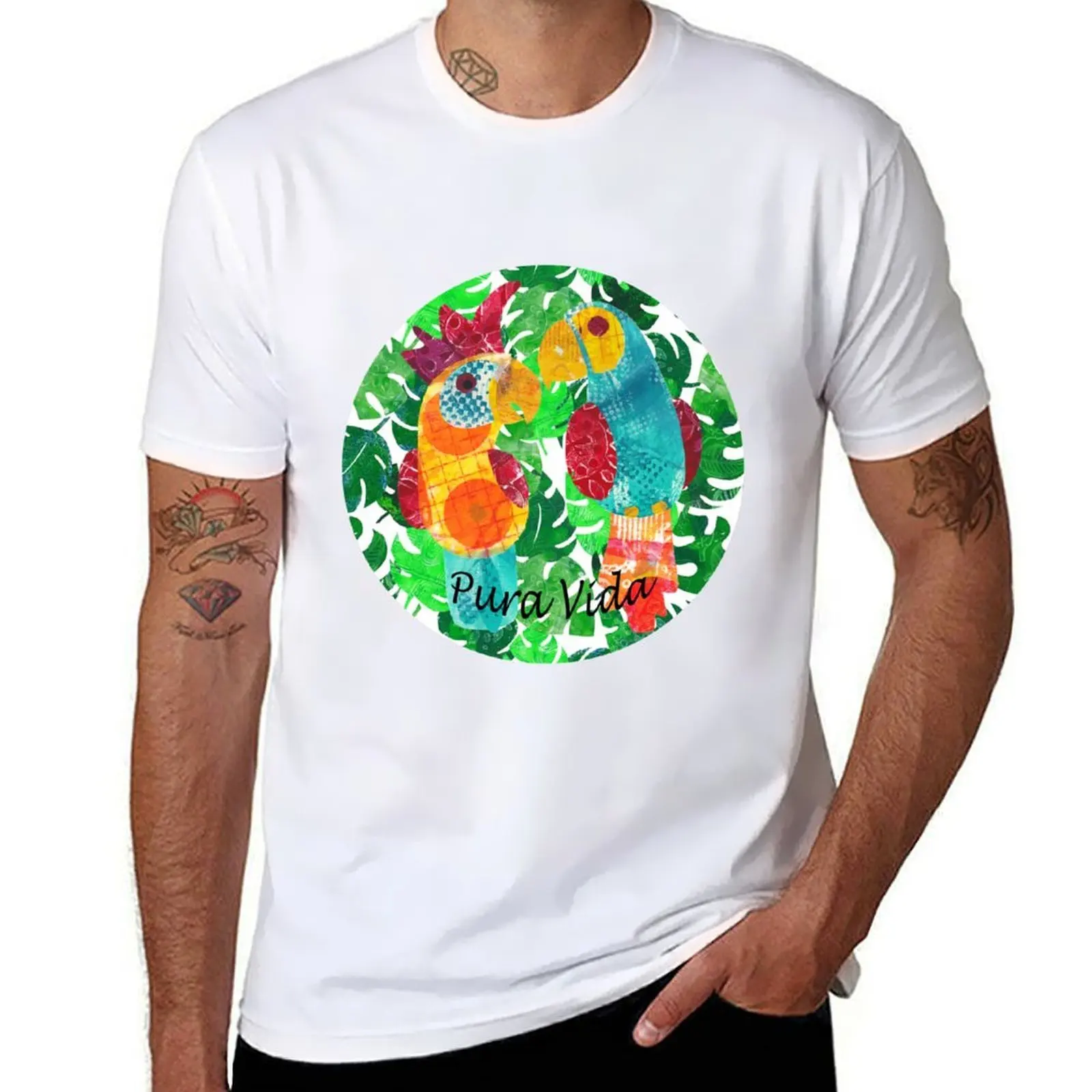 

Pura vida - colorful parrot and cockatoo T-Shirt man t shirt cotton t shirts for man graphic tees T-Shirt