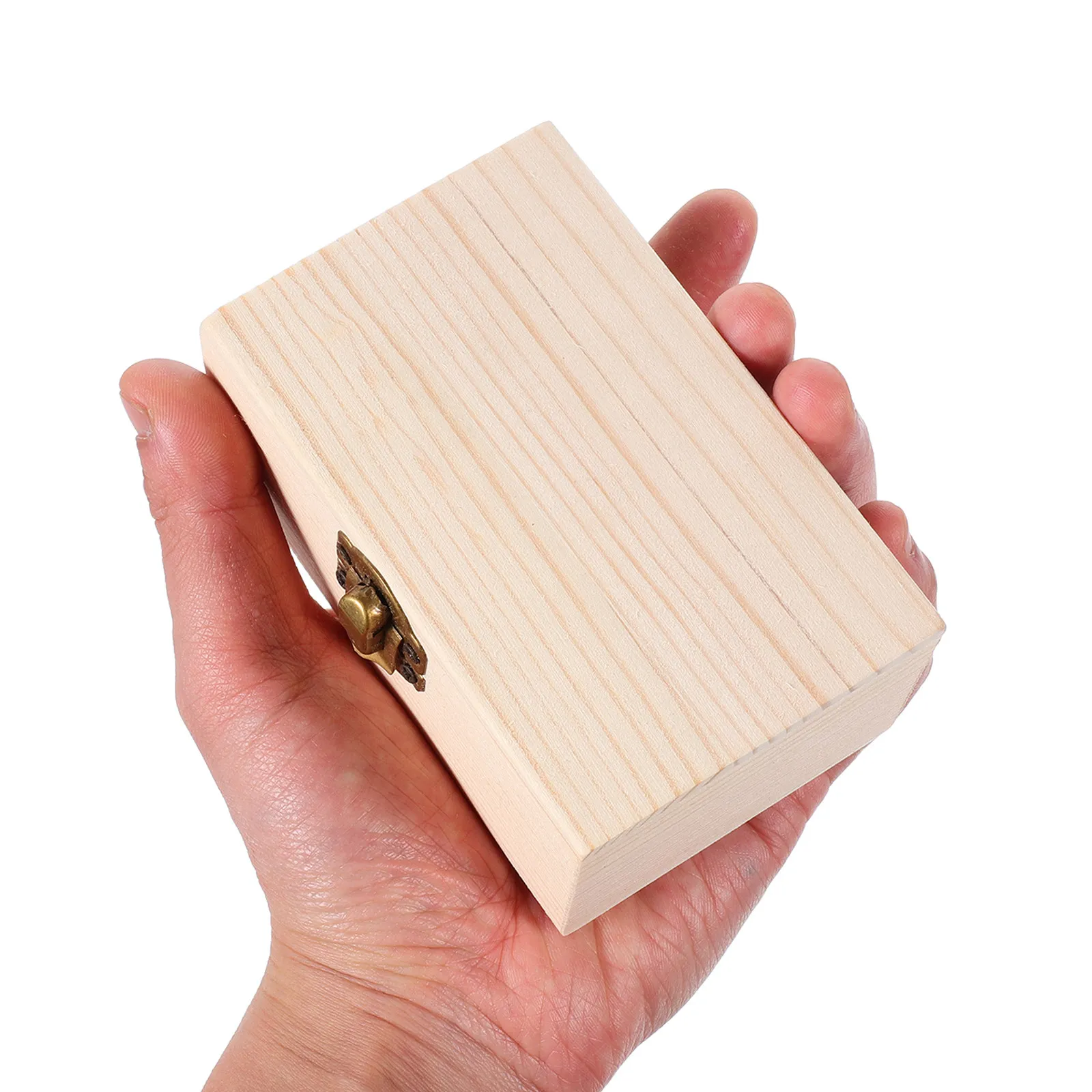 

2Pcs Pine Jewelry Box Unfinished Wood Storage Set Hinged Lid Small DIY Craft Decorative Treasure Chest Small Jewelry Organizer