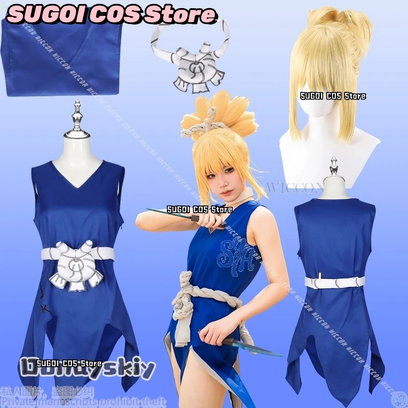 

Kohaakuu Косплей STONE Аниме Костюм {SUGOI COS} Мини-платье с разрезом и глубоким V-образным вырезом Desert Punk Комбинезон без рукавов Парики Хэллоуин Рождество