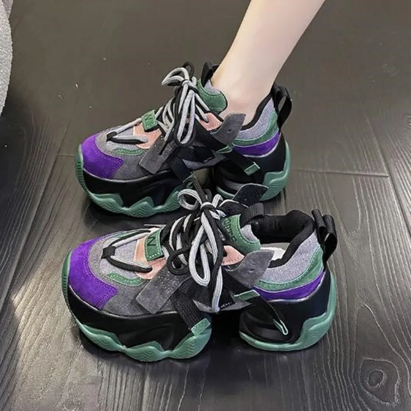 Autumn Women\'s Sneakers New Breathable High Platform Shoes Woman Ladies Vulcanize Casual 7.5CM Chunky Sneakers Zapatillas Mujer