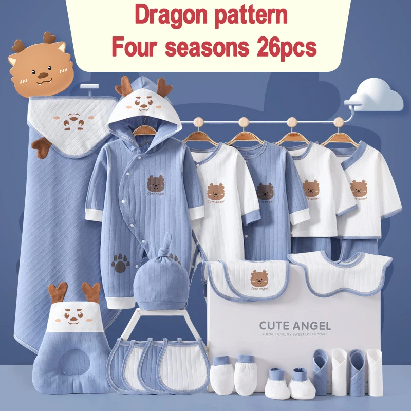 0-3Months Newborn Baby Clothing 100% Cotton Kids Clothes Suit Unisex Infant Boys Girls Dragon Clothing Set Without Box