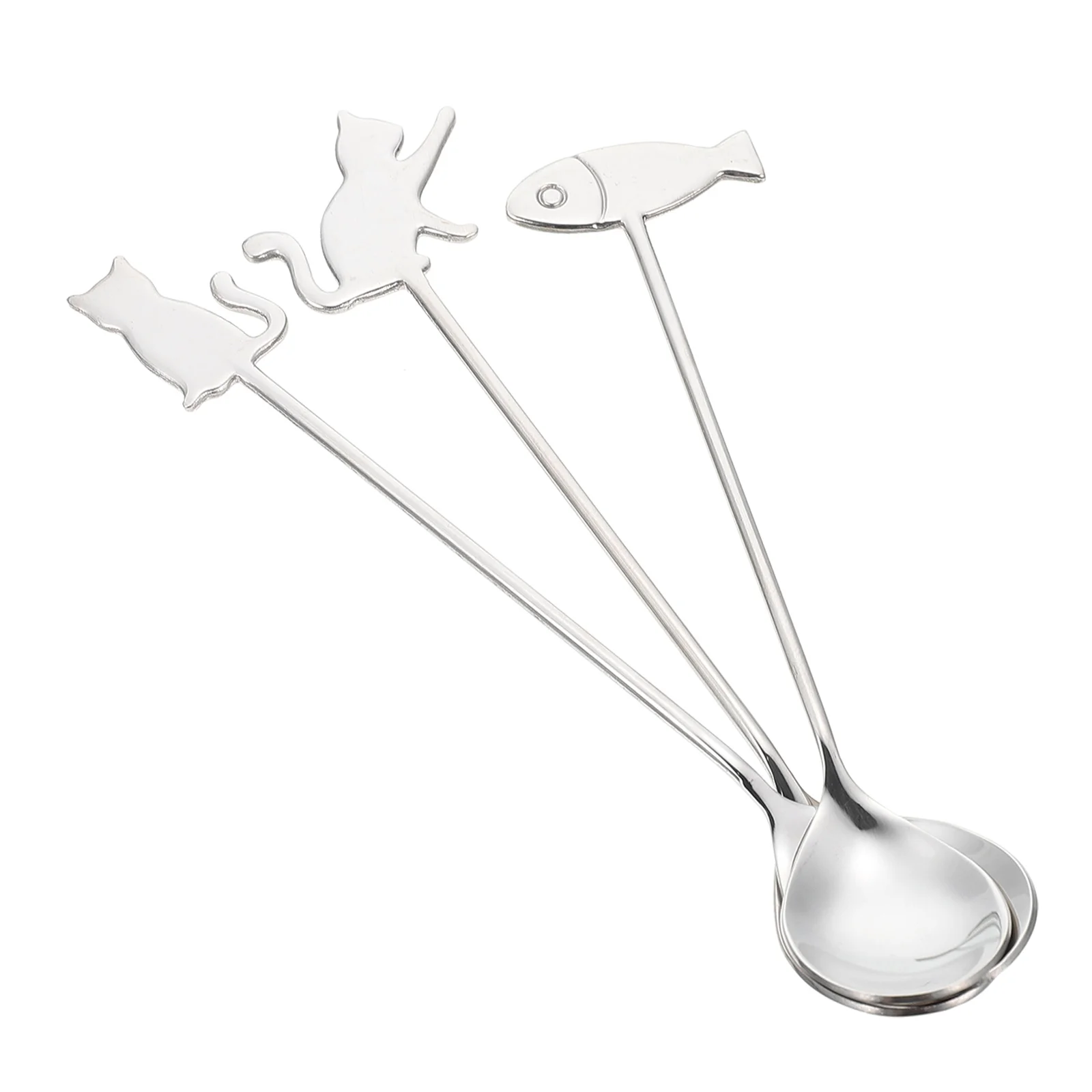 

3pcs Cat Fish Dessert Spoons Coffee Spoon Set Stainless Steel Multi Function Reusable Food Spoon Household Kitchen Tool