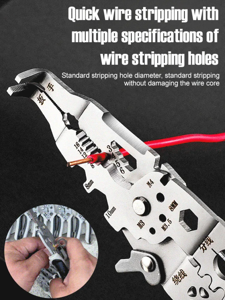 Electrician Special Stripping Pliers Multifunctional Industrial Grade Pliers Tools Cutting Wrench  Elbow Wire Stripping Pliers