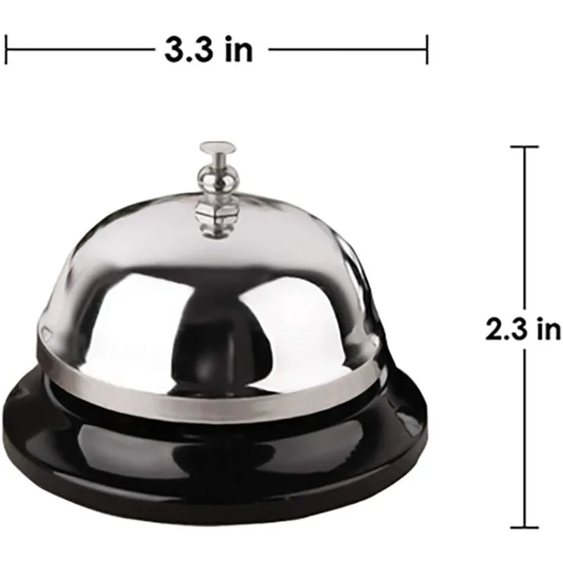 Call Bell 3.3 Inch Diameter with Metal Anti-Rust Construction, Ringing, Desk Bell Service Bell for Hotels, Schools, Restaurants, Reception Areas, Hospitals, Warehouses(Silver)
