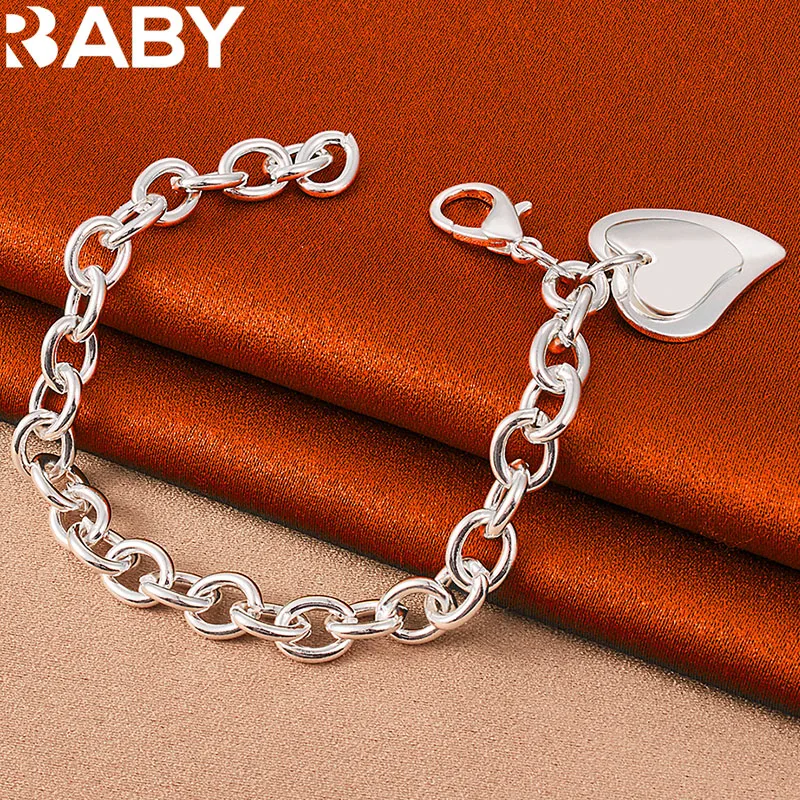 

URBABY 925 Sterling Silver Double Heart Charms Bracelets For Women Wedding Engagement Party Gift Lady Fashion Jewelry