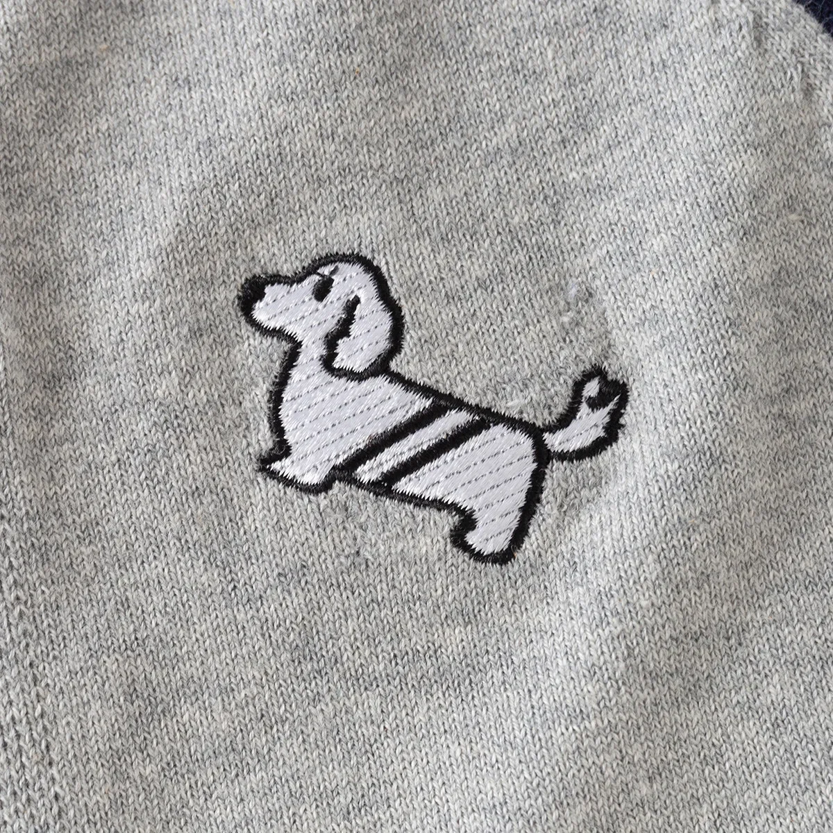 جديد 2025 ربيع الخريف الفتيان المرقعة اللون الكرتون سترة سترة موضة واحدة الصدر محبوك البلوزات الطفل بالأزرار