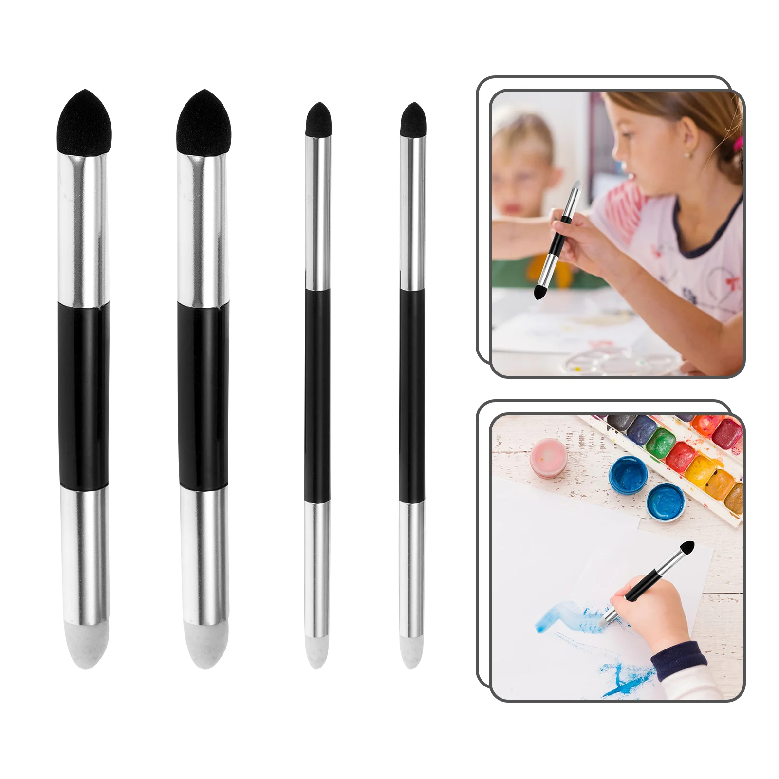 4 Pcs Blending Sponge Pen Sketch Drawing Stumps Correction Tool Sticks for Blender Eraser Charcoal Kneaded Washable