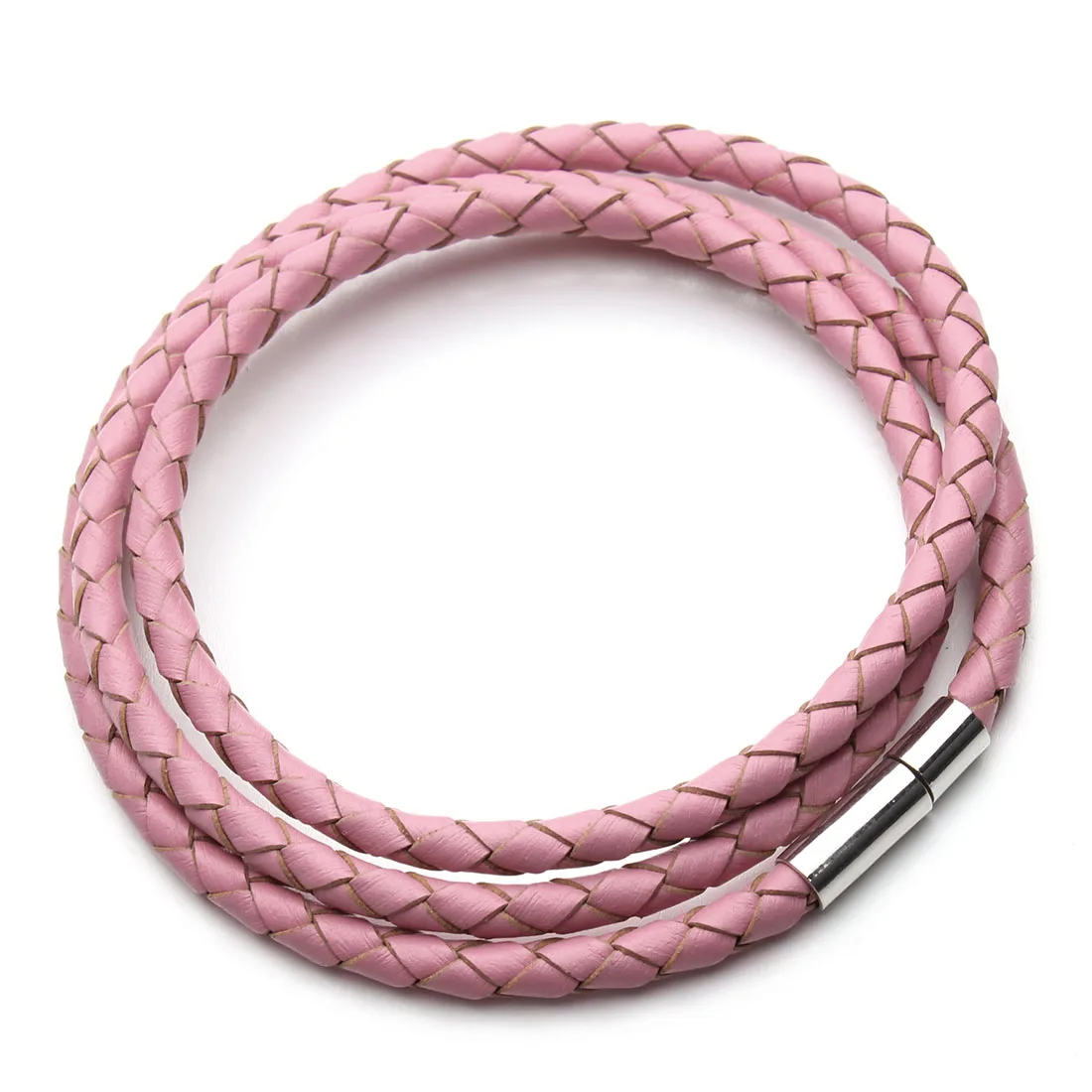4mm Genuine Braided Men Women Leather Bracelet With stainless steel rotary buckle For DIY Bracelet Jewelry Making