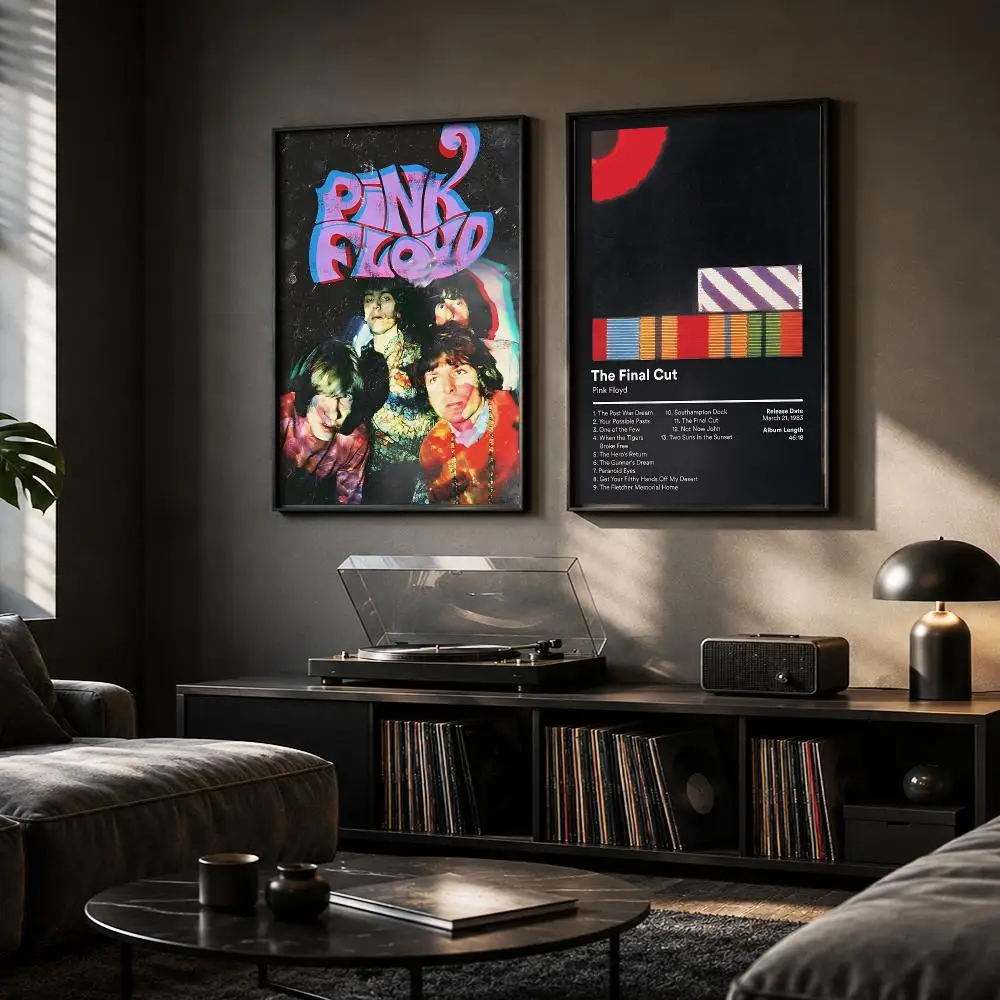 P-Pink Floyd Rapper Album Painting Calligraphy Canvas Poster Hallway Bedroom Living Room Home Bar Decoration Interior Wall