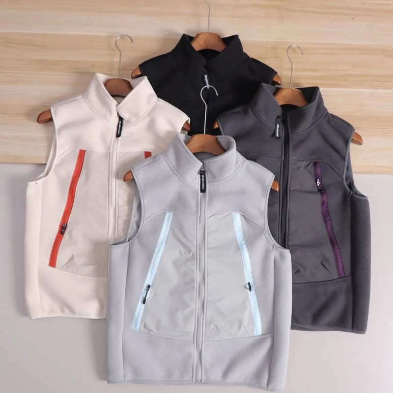 

Faionable Urban Double-Sided Fce Vest Men's Women's Outdoor Casual High Collar Zipper Lightweight Warm Autumn Winter Jaet