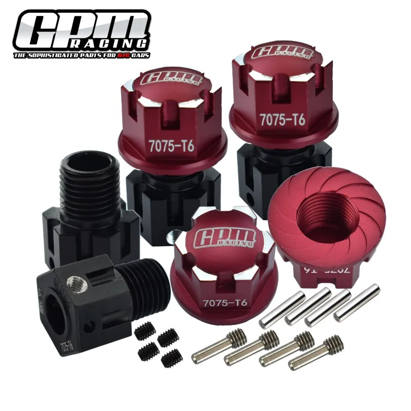 GPM Alloy 7075 zeskantadapters (+6,5 mm) en wielvergrendeling voor TRAXXAS 1/8 Sledge, 1/10 E-Revo 2.0, Maxx W/Widemaxx.