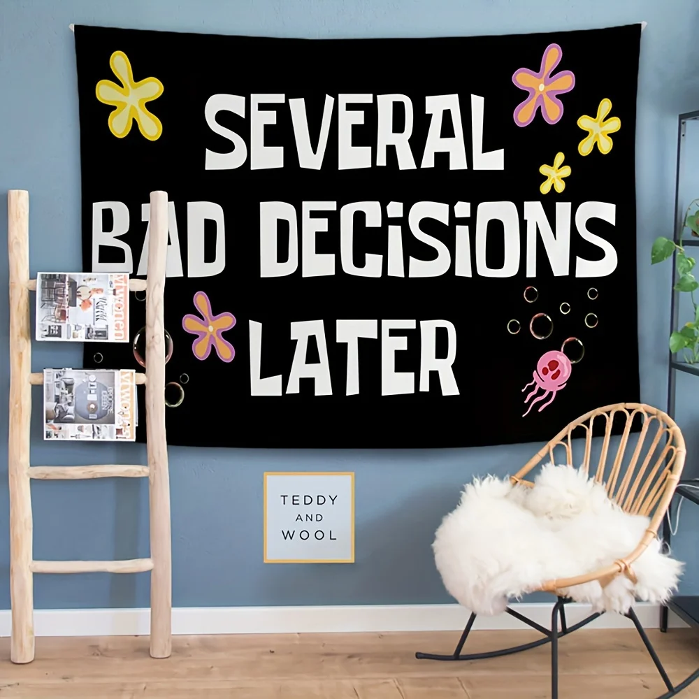 Horizontal Frat Party Banner Tapestry, Funny College Life Meme for Greek Life Dorm Room Wall Hanging Decor