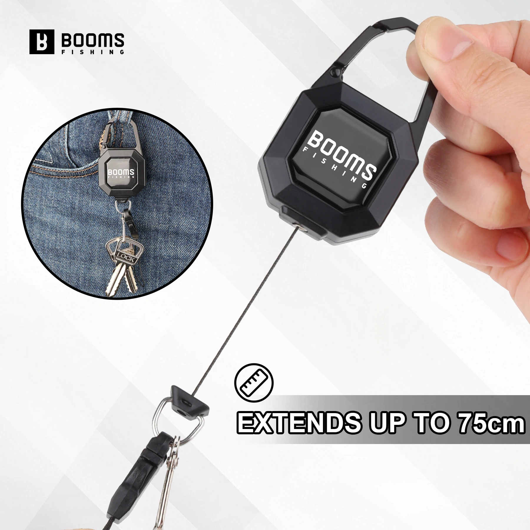 

Booms Fishing RG4 Carabiner 29.5in Zinc Alloy with 8 Segment Locking Function Heavy Duty Retractable Retractor Fishing Tools 2pc