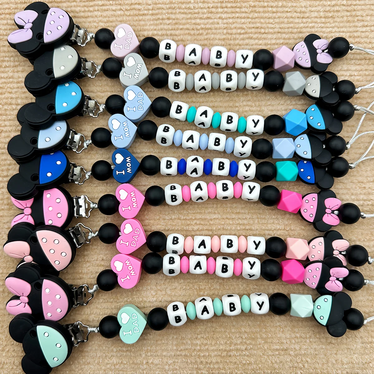 Customize Names Letters Name for Baby Pacifiers Luminous Pendant Pacifier Clips Chains Holder Teether Baby Kawaii Toy Gifts