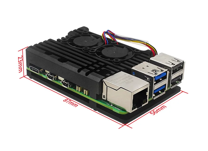 Dual Fan Aluminum Alloy Case for Raspberry Pi 5 Passive Cooling Metal Box