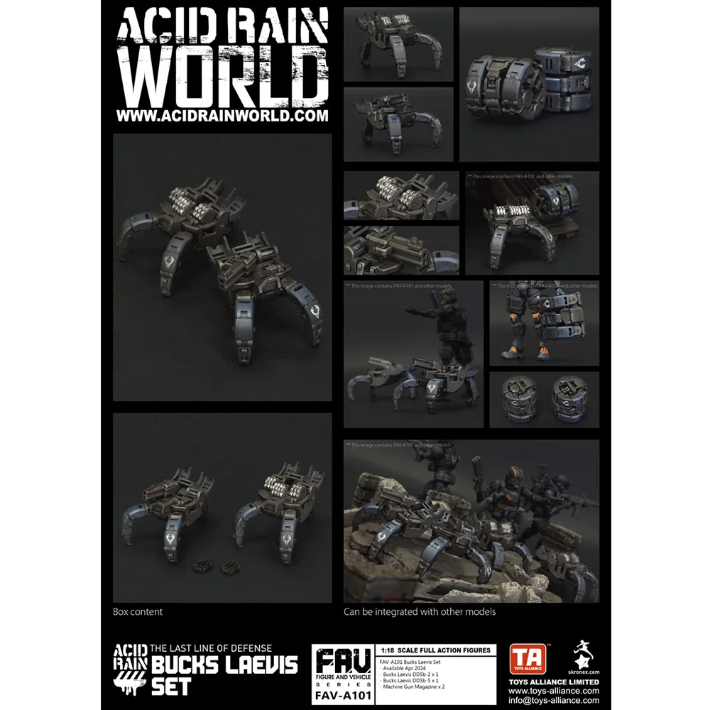 

Acid Rain 3.75 Inch 1/18 FAV-A101 Bucks Laevis Set Silencer Soldier Action Figureals Model