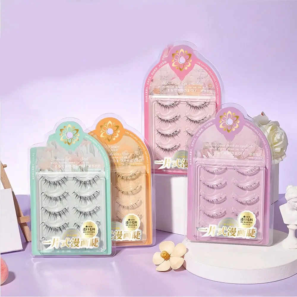 5 คู่/กล่องธรรมชาติชิ้นเดียวขนตาปลอมReusable 3D Mink Lashes Sunflowerขนตาปลอมโปร่งใสStem