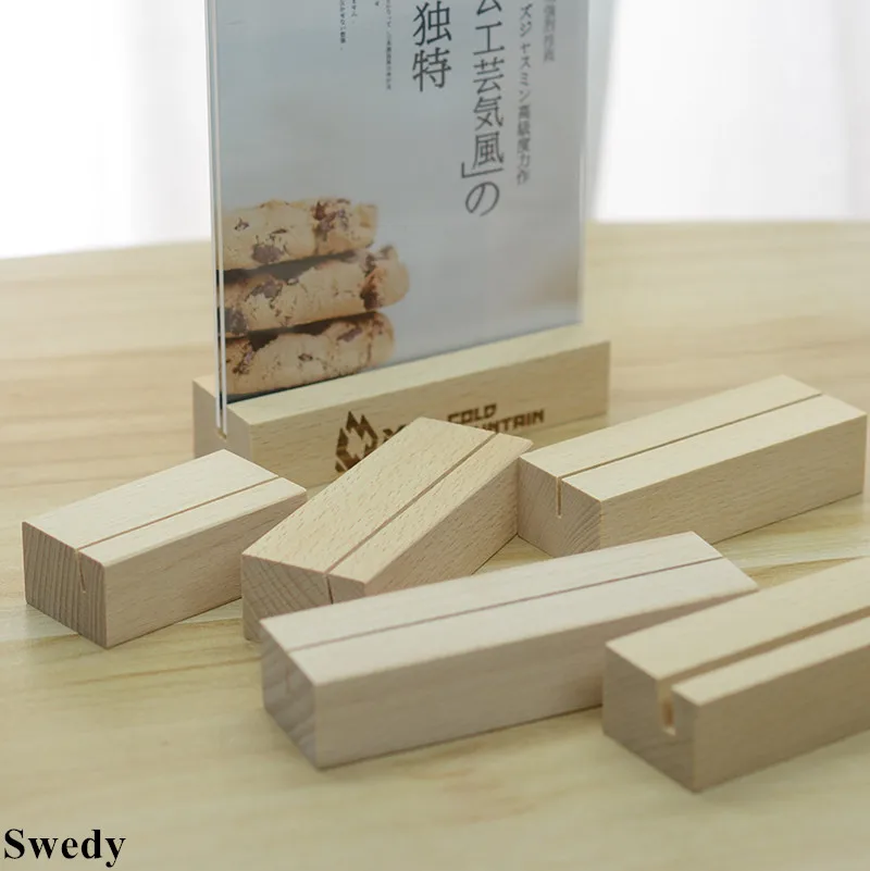 10 Pieces Wood Place Card Holder Table Number Sign Holders Display Stand Price Label Holder Menu Note Picture Clip
