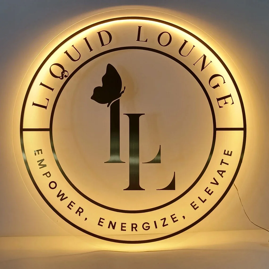 

Custom Acrylic Backlit Signs - Clear/Forested/Black Board Gold Logo Acrylic Sign For Business, Wall Shop Signage