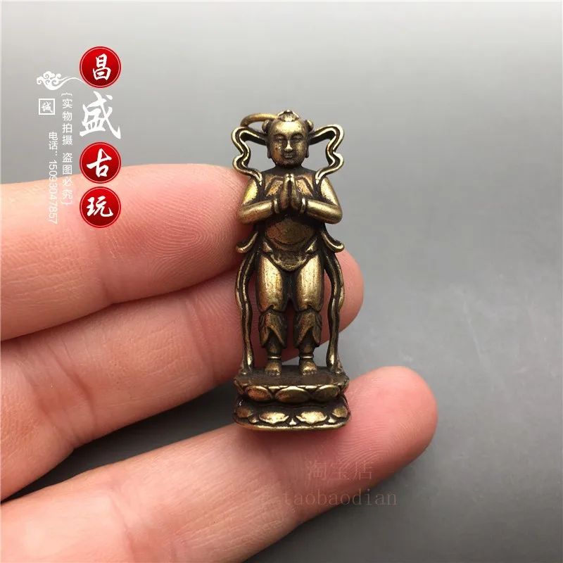 Pure copper, golden, and jade pendant children good fortune, dragon Buddha statues,  pair of copper statues for home decoration