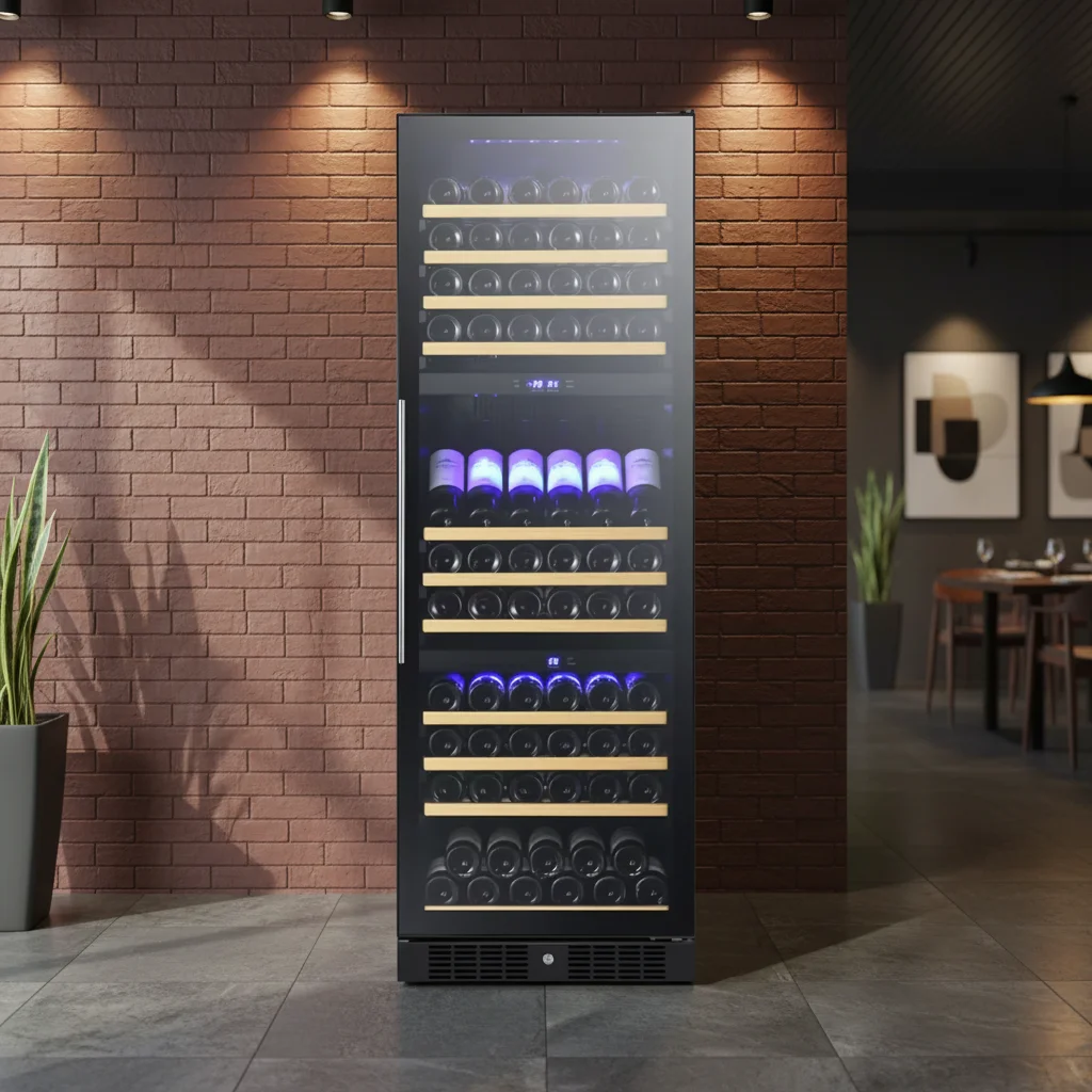 OEM JG166C Stainless Steel Electric Modern Cabinet Glass Door Compressor Wine Cabinet Double Zone Temperature Control