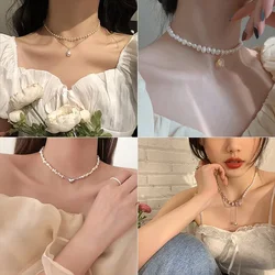 Love splicing pearl Japanese and Korean necklaces with a sense of design, high-end, light luxury, and niche collarbone chains