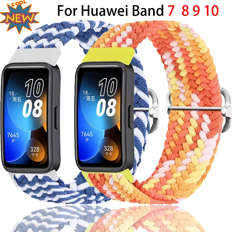 Geflochtenes Nylon-Schlaufenband für Huawei Band 10, verstellbares, elastisches, sportliches, bequemes Armband, Huawei Band 9/8/7 Correa-Zubehör