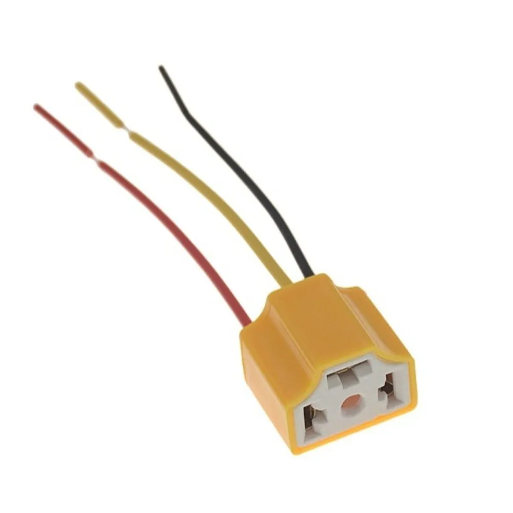 2Pcs Female Connector Headlight Connector Socket Ceramic With Copper Wire Ceramic Harness Plug 3-Pin High Temperature Resistant