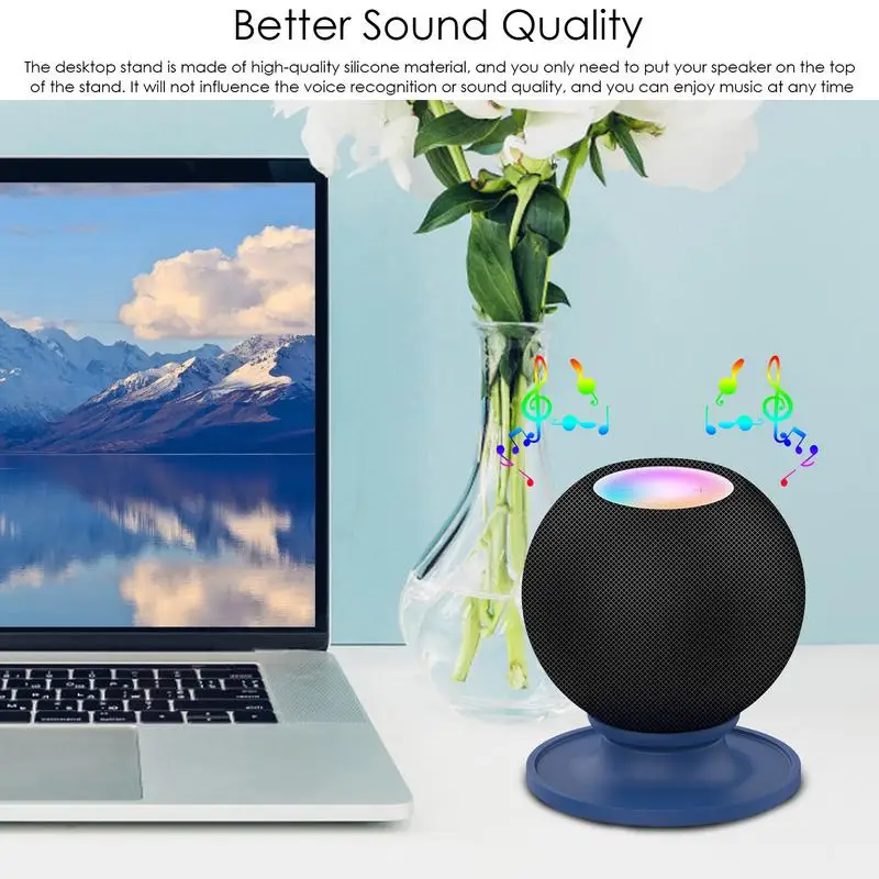 Small Silicone Anti-scratch Desk Stand Base Stylish Portable Anti-Scroll Metal Holder Pad For Apples HomePods Mini HomePods