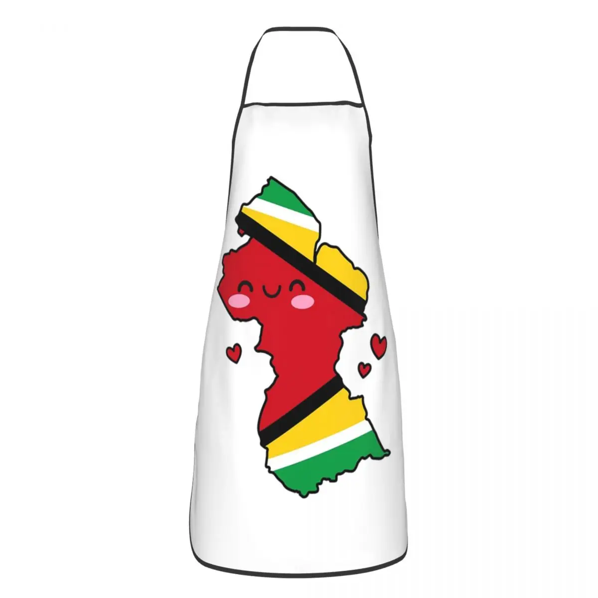 Guyana Flag Map Smile With Love Apron Chef Cooking Tablier Sleeveless Bib Kitchen Cleaning Pinafore for Women Men Gardening