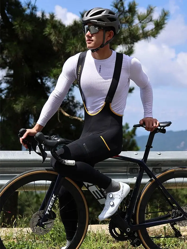 Zimowe termiczne spodnie rowerowe INBIKE dla mężczyzn, profesjonalne, z wyściółką z polaru, z kieszeniami, legginsy rowerowe na szosę dla mężczyzn, spodnie MTB. — 2