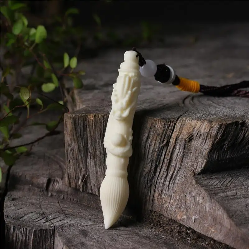 

Ivory Nut Large Fortune Carving Golden Dragon Wenchang Pen Magic Pen Crafts Hand Pieces Golden List Title Decoration Wholesale