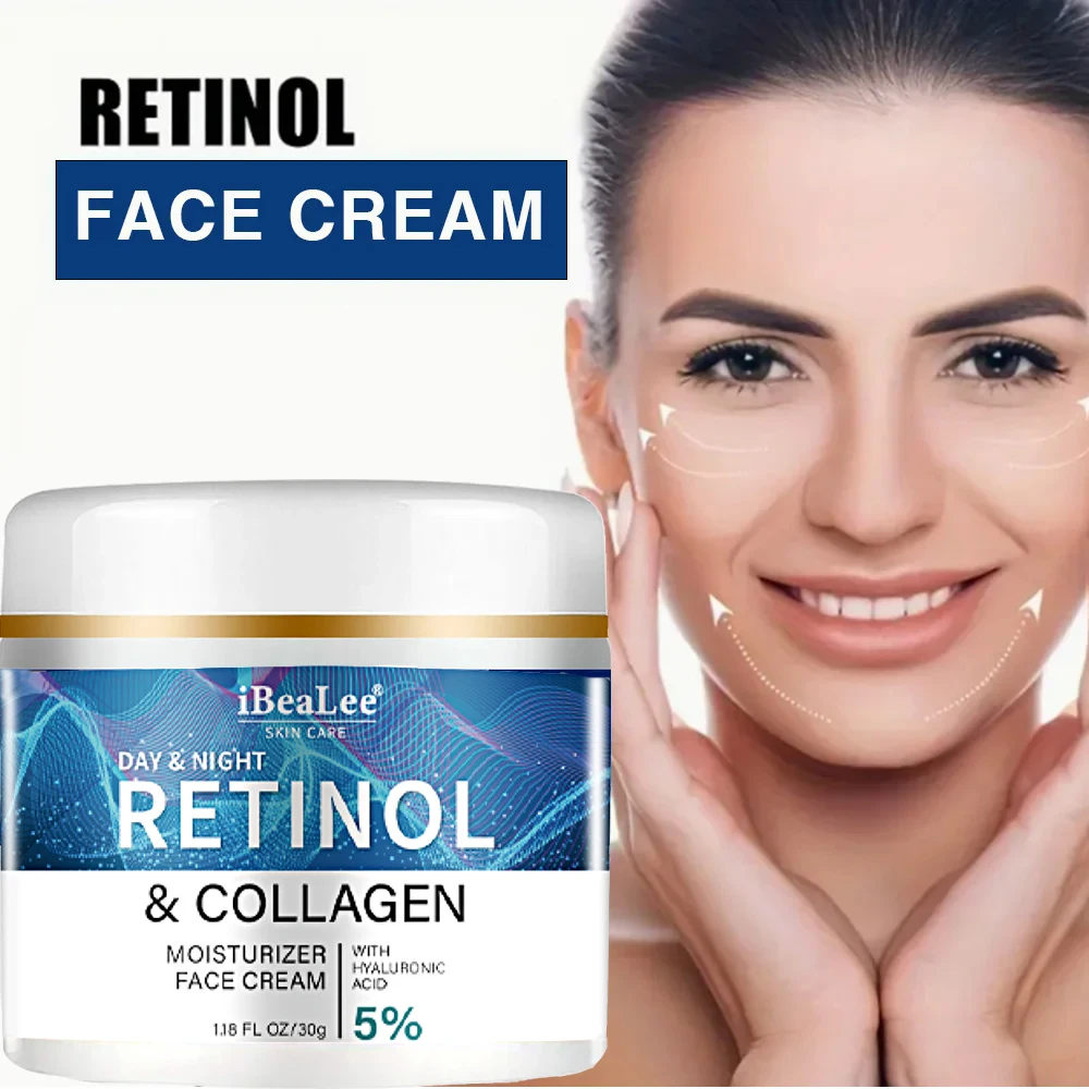 Crema Facial de ácido hialurónico, colágeno, Retinol, antienvejecimiento, reafirmante, se desvanece, líneas finas, blanqueamiento, hidratante, brillo de la piel