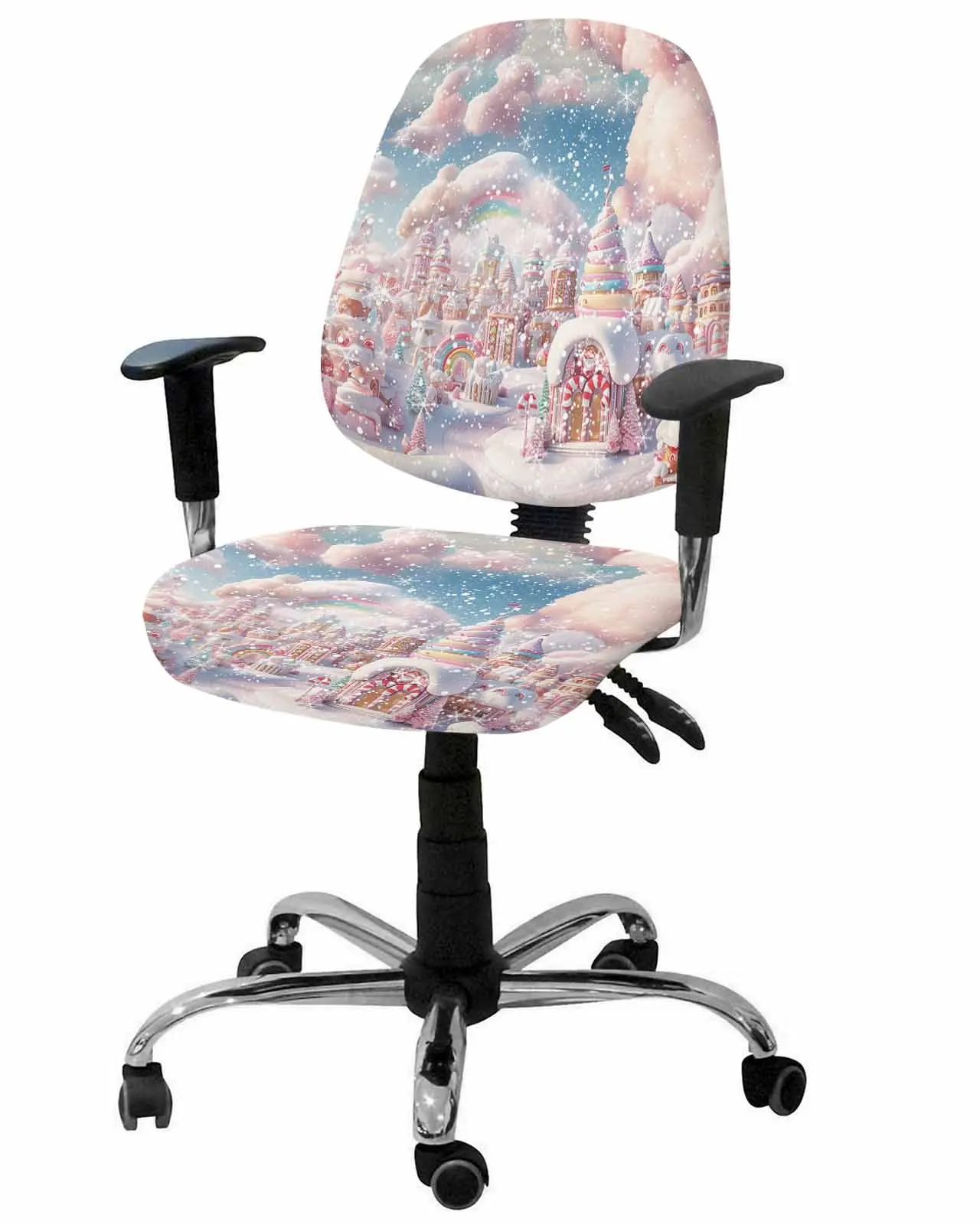 Christmas Snowflakes Retro Koala Armchair Computer Chair Cover Removable Office Chair Slipcover Split Seat Covers