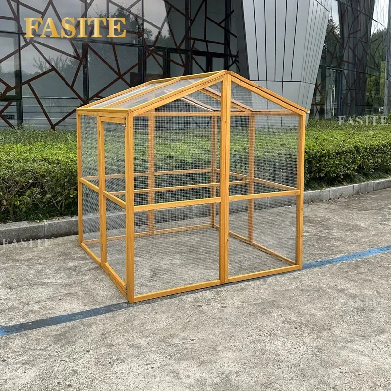 For Wooden Chicken Coop House Cage with Fence for Parrot Duck Pigeon Cat Cattery Outdoor Indoor Pet Shelter Durable Natural