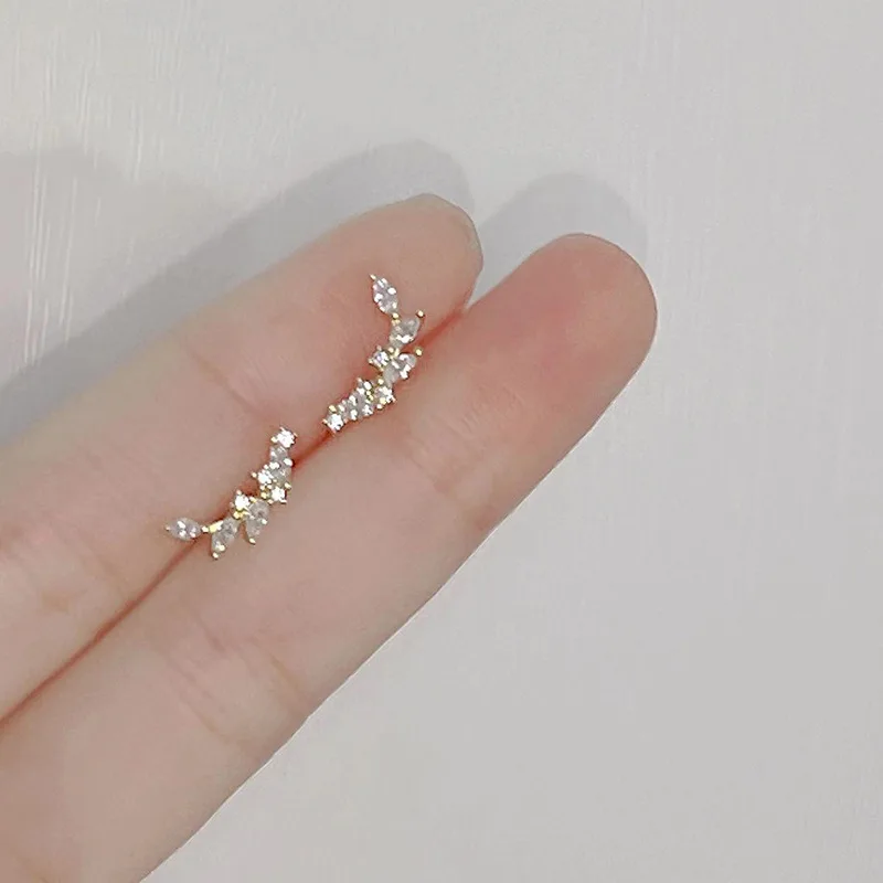 Tibetaans Zilver Korea Prachtige Gebogen Glanzende Zirkoon Tarwe Stud Oorbellen voor Vrouwen Zoete Romantische Bruiloft Pendiente Plata Sieraden