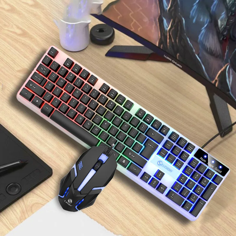 

GTX350 Gaming Keyboard Wired Color-blocking RGB Backlight Mechanical Feel Desktop Computer Keyboard For Desktop Laptop Esport