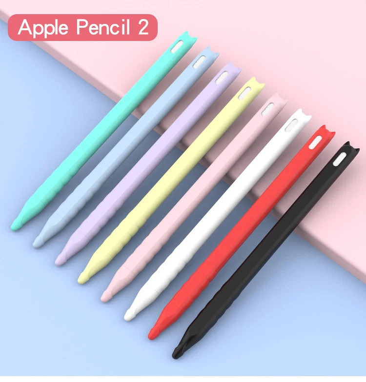 

Cute Anti-scroll Silicone Protective Pouch Cap Holder Nib Cover Anti-scratch Protective Case For Apple Pencil 2 for iPad Pencil