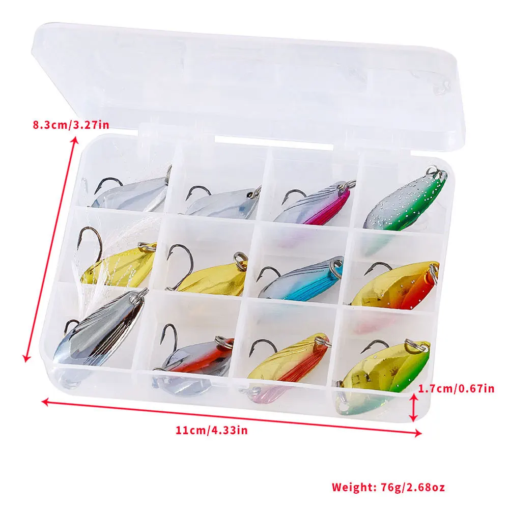 Luya Sequin Set Fishing Bait Box Set Flat Shock Sequin Electroplating Flash Spoon Micro Object Trout Bait Swing Vibration Sissy