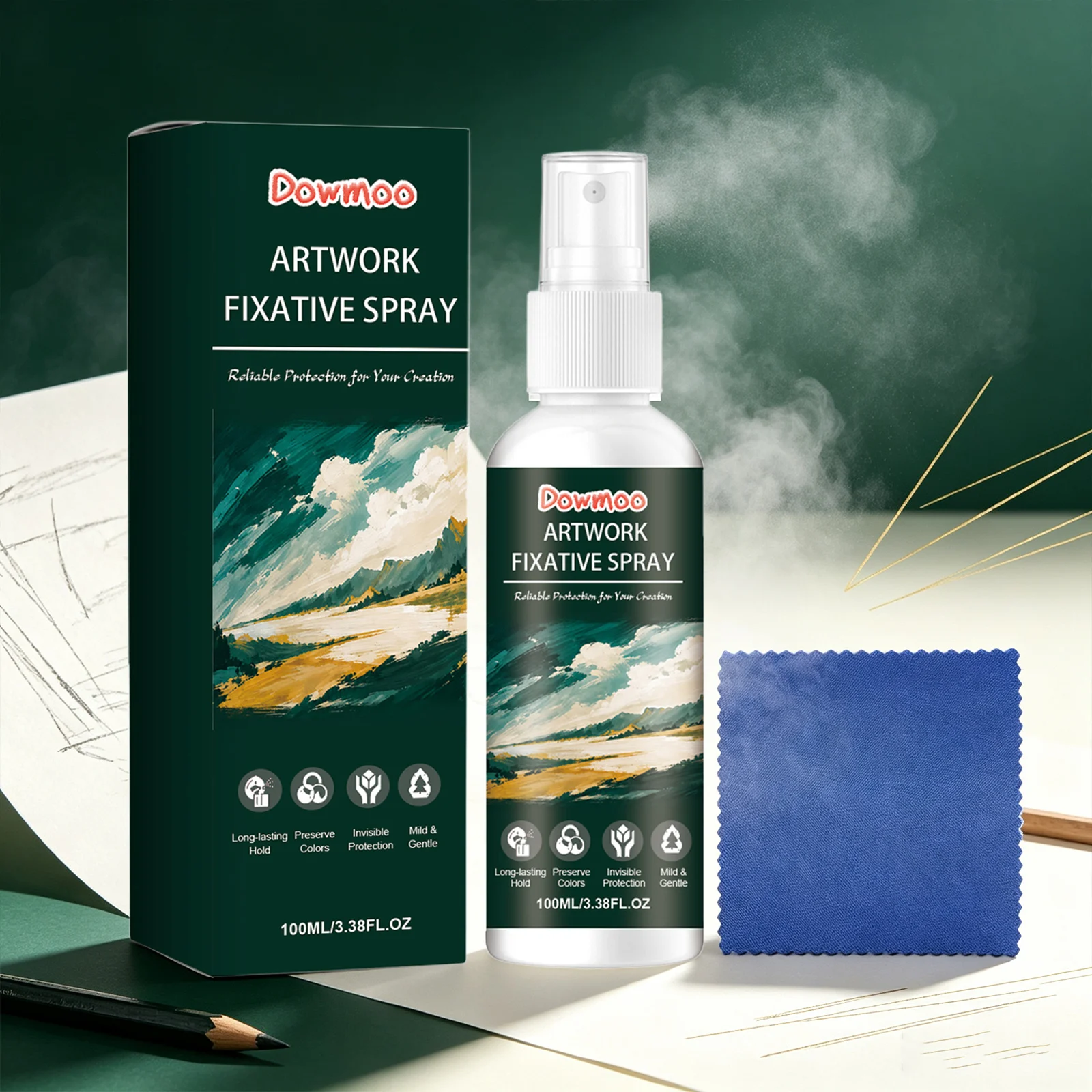 Artwork Fixative Spray Prevents Smudging Fading & Powder Shedding Long-Lasting Protective Coating Color-Locking Drawing Sealer