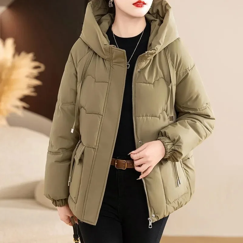 

2025 New Women Winter Short Cotton Jacket Women Hooded Plus Size Cotton Coat Korean Loose Warm Thicken Parkas Coat Basic Coat