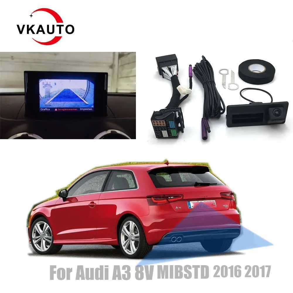 VKAUTO Canbus Dynamic Trajectory Camera For Audi A3 8V A3 sportback 2016 to 2017 MIB STD Add Backup Parking Reversing Camera