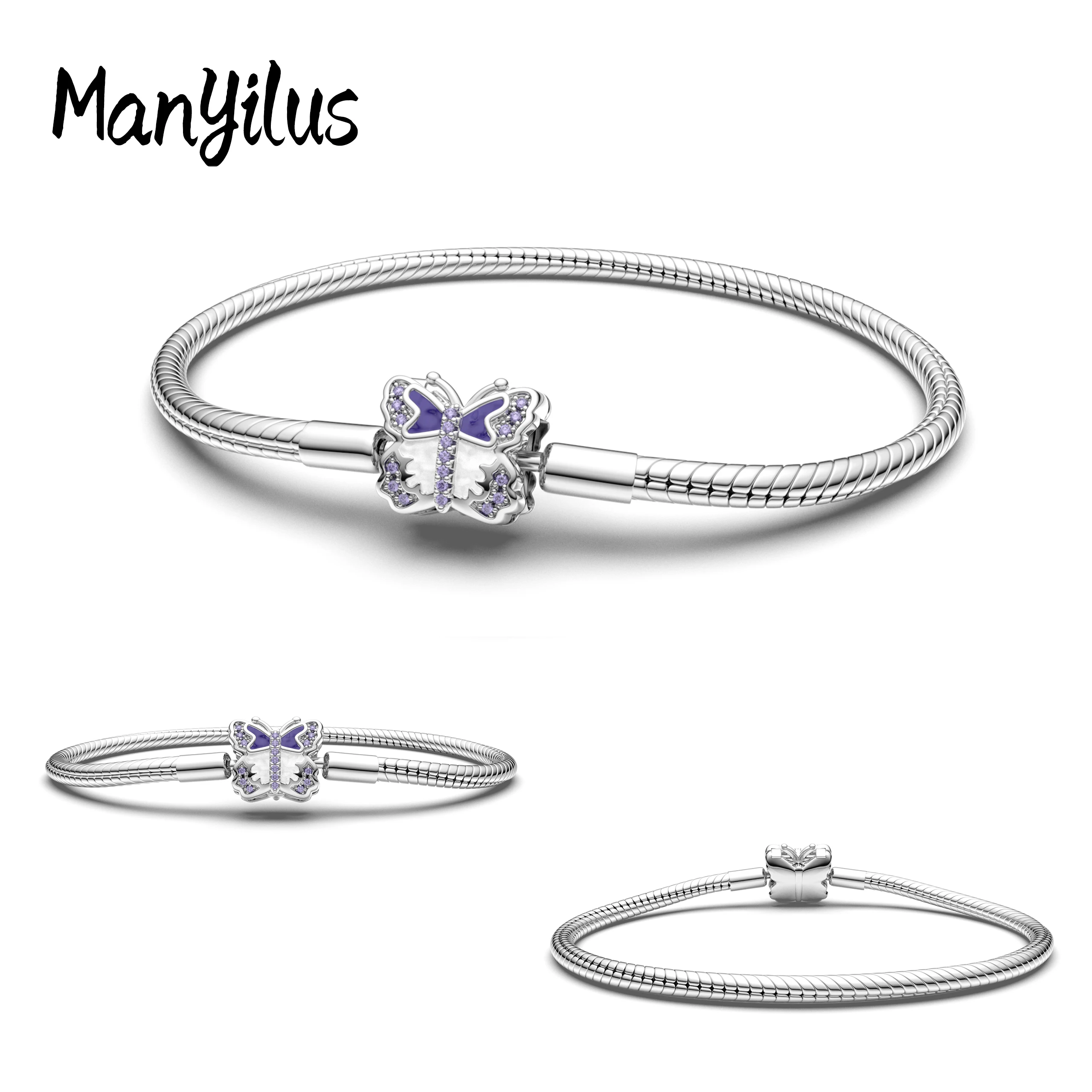 Manyilus 925 Silver Bracelet Real Bracelets 925 Girls Italian Charm Original Women Braclet Pendant Paired Jewelry Charms Money