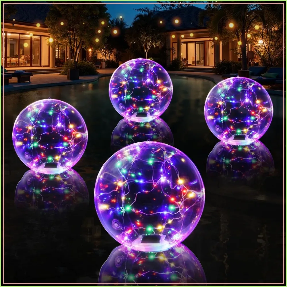 Colorful Solar Pool Lights That Float, IP68 Waterproof Light Up Pool Balls, 15