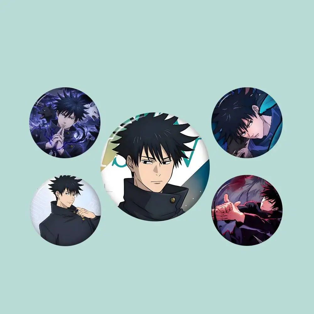 Anime Fushiguro Megumi Jujutsu Kaisen Creative Pins Faces Round Snap-in Brooch Badge Backpack Hat Accessories Jewelry Gifts