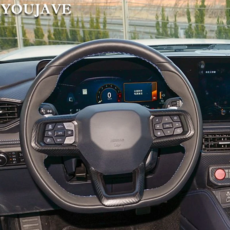 

For Ford Mustang 2023 2024 2025 Hand-stitched Steering Wheel Cover Cow Leather Suede Non-slip Wear Resistant Decor Accessories